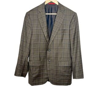 Isaia Wool 140s Delain Selection Blazer Jacket Mens Size 50 US 40 Base S Plaid